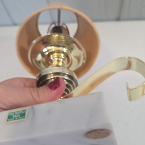 Vintage Italian Marble 3" Base Square Lamp Genie Handle Style 1950s Electric - Picture 14 of 15